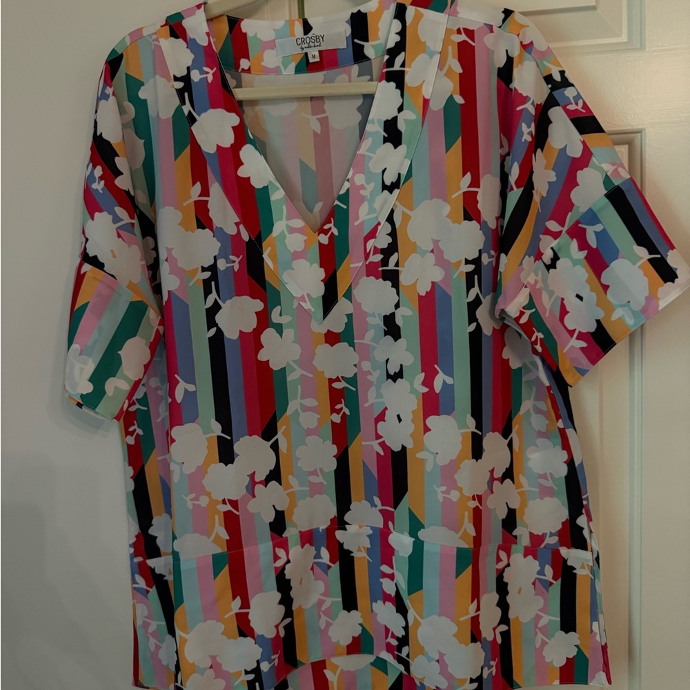 Crosby Vibrant Striped Floral Blouse